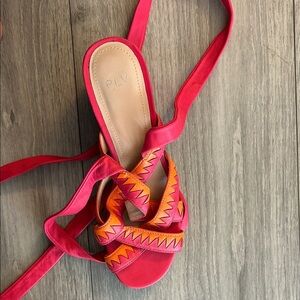 PLV Women's Vibrant Pink and Orange Sandals 8